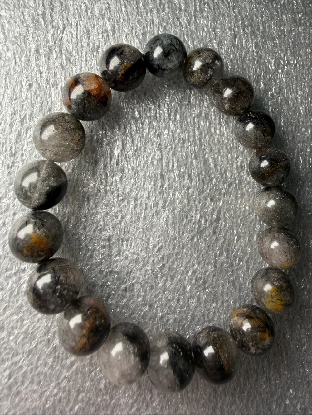 Beautiful 10MM Black Rutilated Golden Healer Natural Crystal Bracelet
